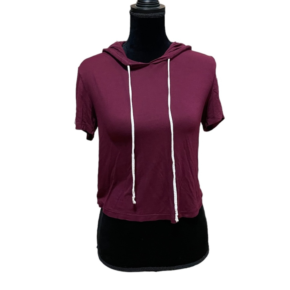 ambiance Maroon Hooded Crop Top